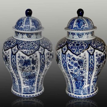 pair of Boch Delft covered vases