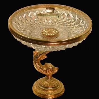 Val Saint Lambert crystal bowl on a pedestal