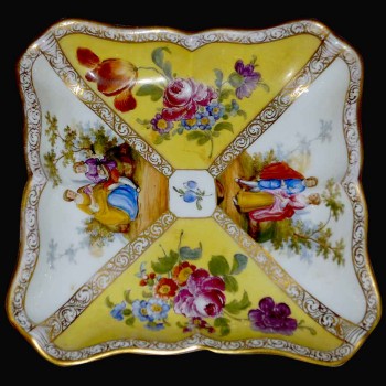 Knip vierkante ondertekend van de negentiende eeuw Meissen porselein