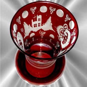 vaso di cristallo di Boemia rosso serio 19