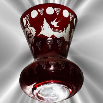 red Bohemian crystal vase engraved XIX eme