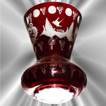vase en cristal de Boheme rouge gravé XIX eme
