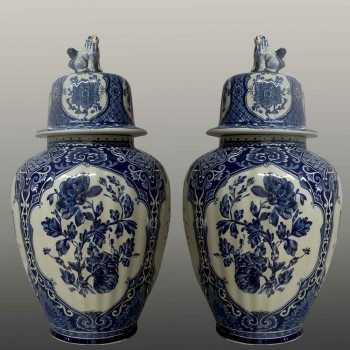 par de jarrones Boch Delft Royal Sphinx