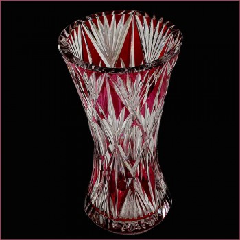 Kristallvase Val Saint Lambert - große Vase Cranberry PU signiert und nummeriert