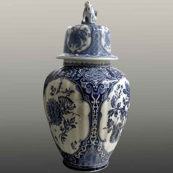pair of Boch Delft Royal Sphinx vases
