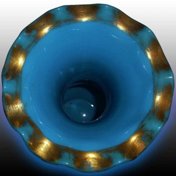 balaustre de florero de opalina azul del tiempo Charles X