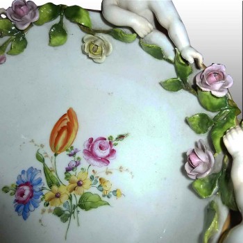 Taza porcelana alemana Manufactory Plaue XIX