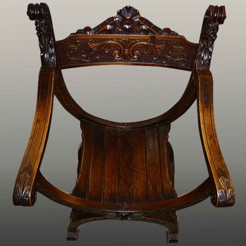 Stoel Dagobert XIX Walnut gesneden