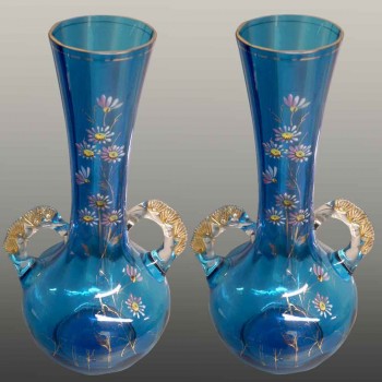 paire de vases Art nouveau bleu azur