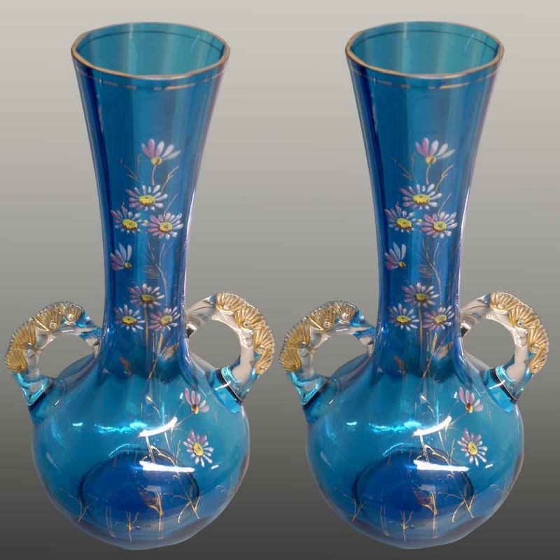 par de jarrones Art Nouveau en azul celeste