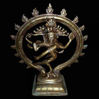 Verguld bronzen beeldje    van Shiva Nataraja