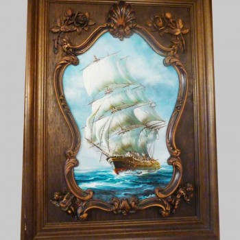 Large 19th century marine (oil on panel)