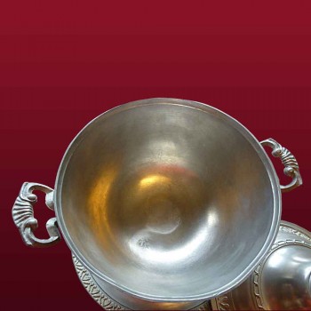 Soup-broth and its XVIII century pewter plate