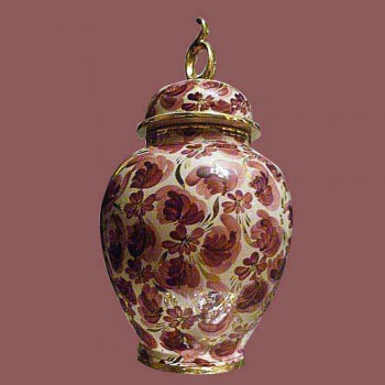 Porcelain-earthenware covered vase, vase Hubert Beattie Quaregnon