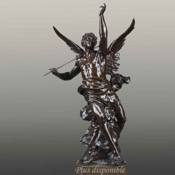 Grande sculpture Allégorique en bronze XIX eme siècle "La pensée prenant son vol et portant La lumière" signé E. Picault
