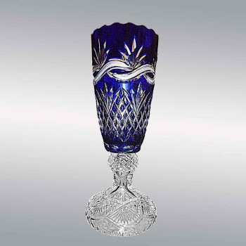 vase en cristal Français taille et double bleu