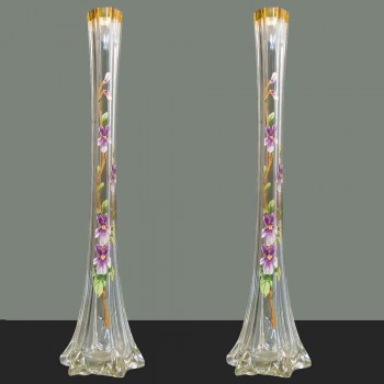 Pair of large enamelled Art Nouveau soliflora vases 1910