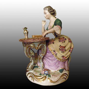 Statuetta francese porcellana di Parigi del XIX secolo - La Liseuse