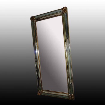 Large antique gilt bronze mirror with beveled glass, early 20th century