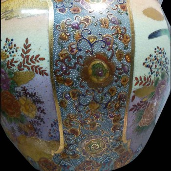 Vintage porcelain fish basin with landscape decor Satsuma Japan 20th century