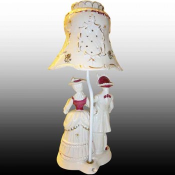 Romantic French   lamppost porcelain Bisque porcelain early 20th century