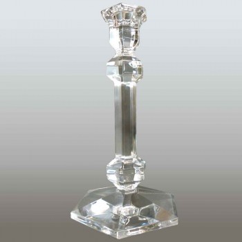 Pair of Val Saint Lambert crystal candlesticks in clear crystal Galatée pattern
