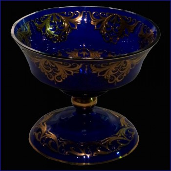 cobalt blue and 24 carat gold Venice crystal cup