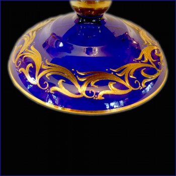 cobalt blue and 24 carat gold Venice crystal cup