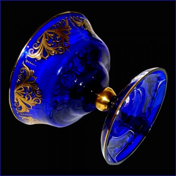 gesneden Crystal Venetie kobalt blauw en goud van 24 karaat