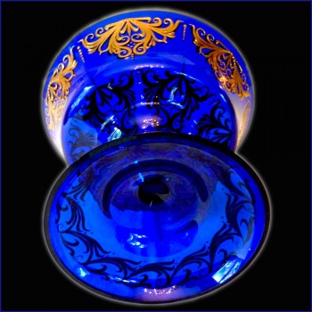 coupe en cristal de Venise bleu cobalt et or 24 carats