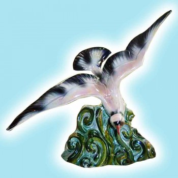 Porcelain-faience H. Beattie-pigeon fine polychrome earthenware