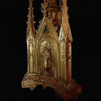 Candele di picche in bronzo dore epoca gotica XIX secolo