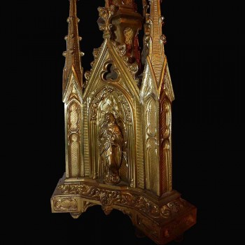 Candele di picche in bronzo dore epoca gotica XIX secolo