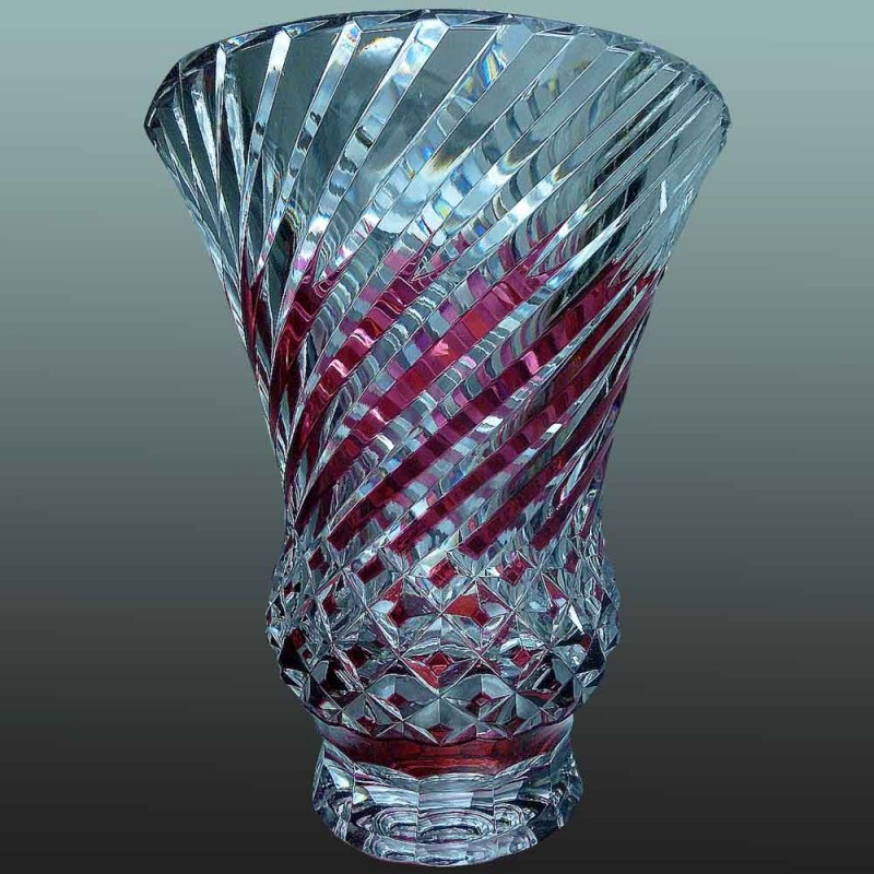 Vaso in cristallo Art Déco con rubino Val Saint Lambert