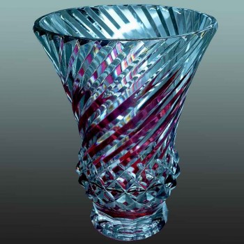 Vase en cristal Val saint Lambert rubis Art déco