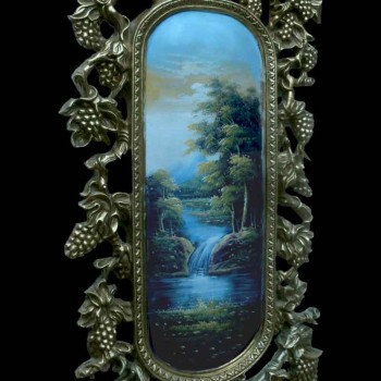 Tableau paysage lacustre ancien