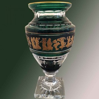 Crystal vase Val Saint Lambert Jupiter (Dance-of-Flora) Green