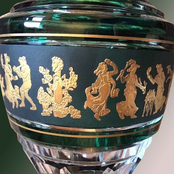 Vase en cristal Val Saint Lambert Jupiter (Dance-de-Flore) Vert