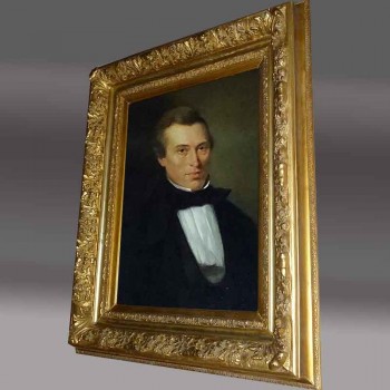 Portrait painting oil on panel 19th century signed dated 1880