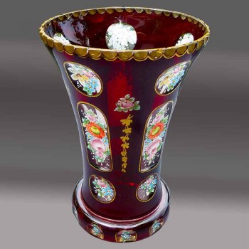 Böhmische Vase mit Moser-Dekoration XIX. Jahrhundert