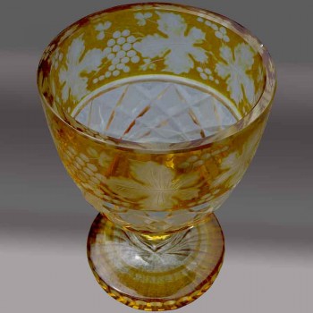 Antique Bohemian amber crystal candy dish
