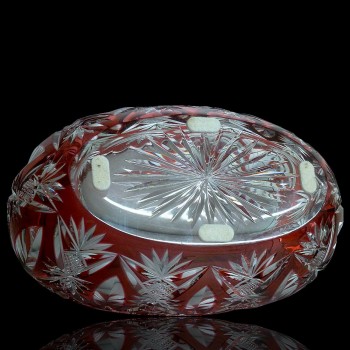 Walnut bowl 1908 crystal from Val Saint Lambert-Hubert Fouarge