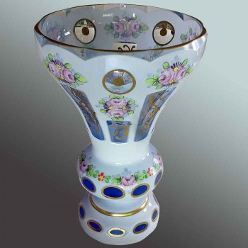 Vase en cristal Overlay d'opaline 1920 th'