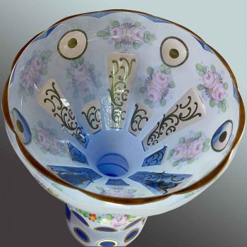 Vase en cristal Overlay d'opaline 1920 th'