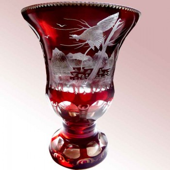 Vaso di cristallo di Boemia inciso 1880 th