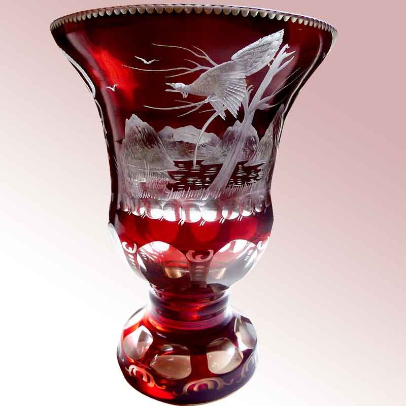 Jarrón Medici de cristal de Bohemia con rubíes
