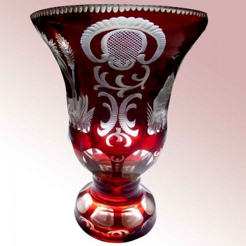 Böhmische Kristallvase graviert 1880 th