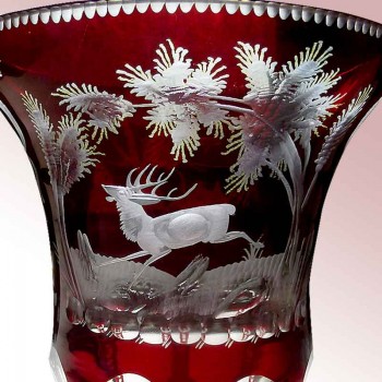 Böhmische Kristallvase graviert 1880 th