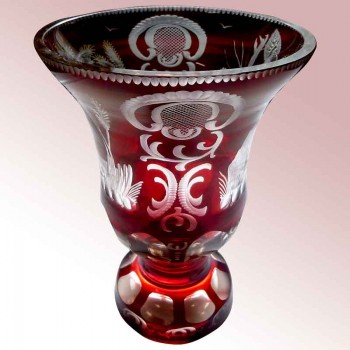 Böhmische Kristallvase graviert 1880 th