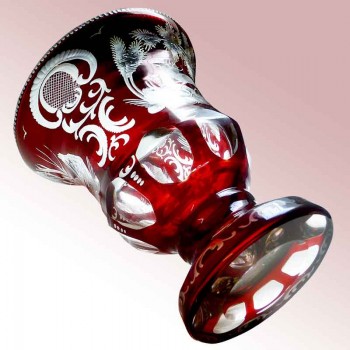 Medici vase in Bohemian crystal with rubies